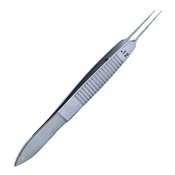 Bonn Suturing Forceps, Long Model, Serrated Handle With Polished Finish, Straight Shafts, 0.12mm Teeth, 5mm Tying Platform, And Overall Length Of 3 3/4" (96mm) 